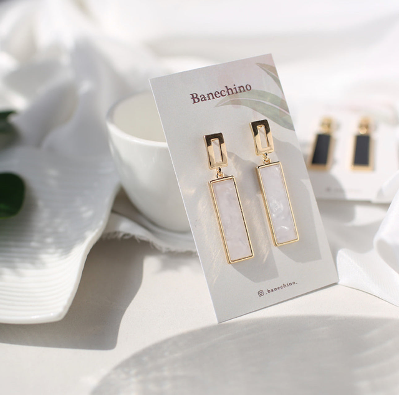 [Earrings]Square drop earrings 1x4.5cm