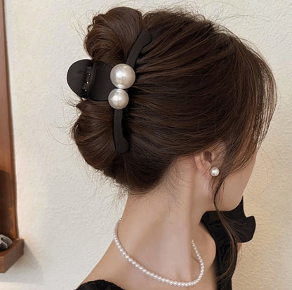 [Hair Claw] Twin pearl, Matte 11.5x5cm