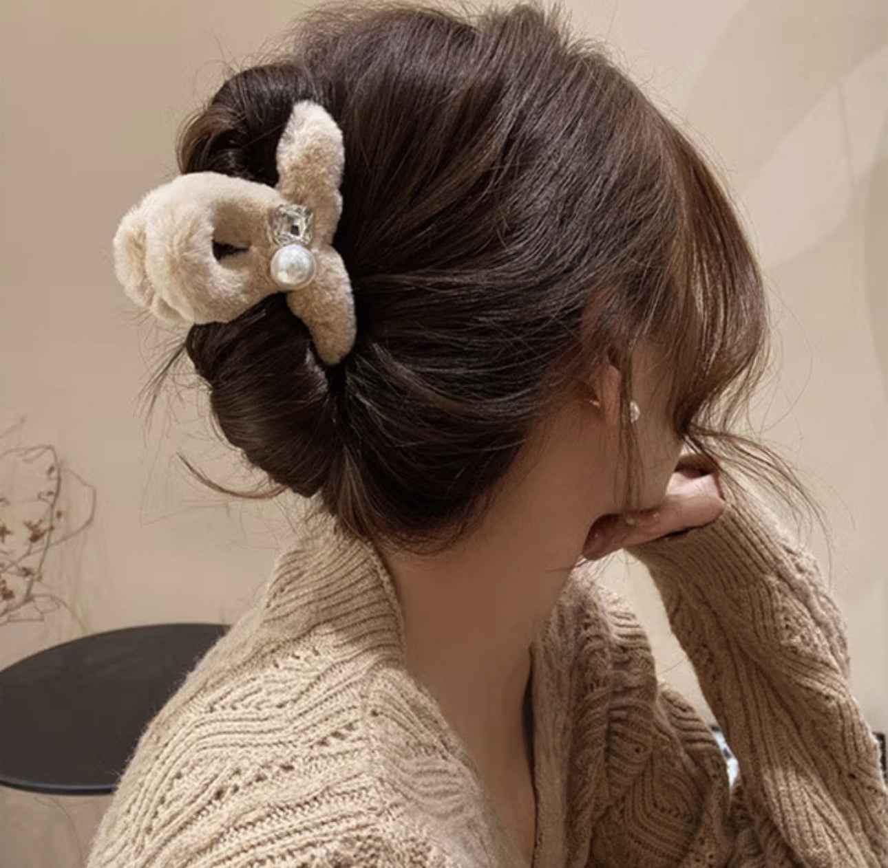 [Hair Claw] cubic,pearl,fur #middle 9x6cm