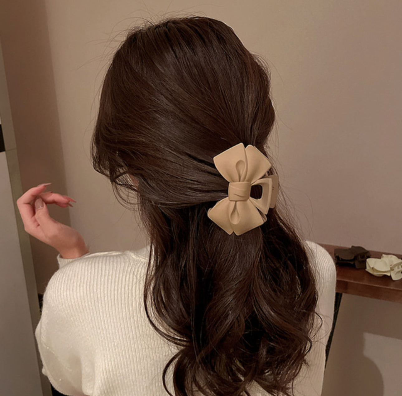 [Hair Claw]Ribbon Matte 9.5x6cm