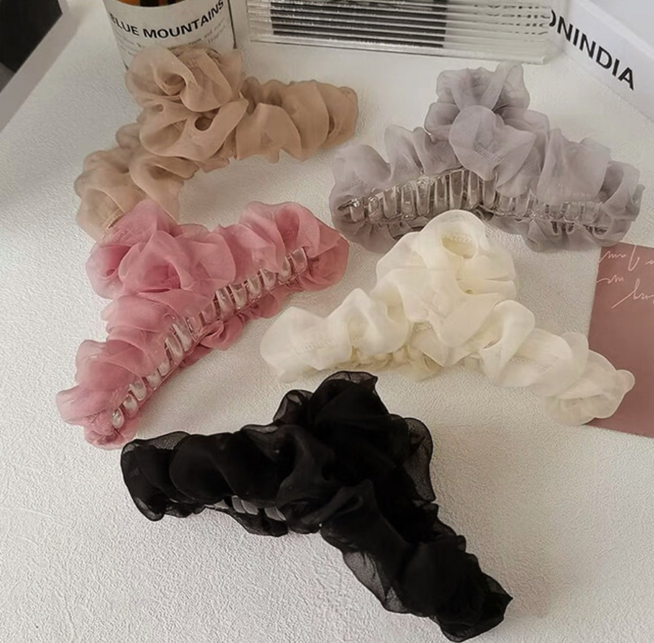 [Hair claw] Chiffon Shirring 13x5cm