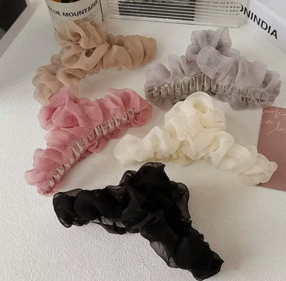 [Hair claw] Chiffon Shirring 13x5cm