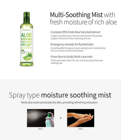 [Deoproce] 95% Aloe Soothing Face & Body Mist (410ml)