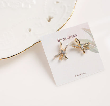 [Earrings]Double Ribbon (silver pin)2.2x1.5cm