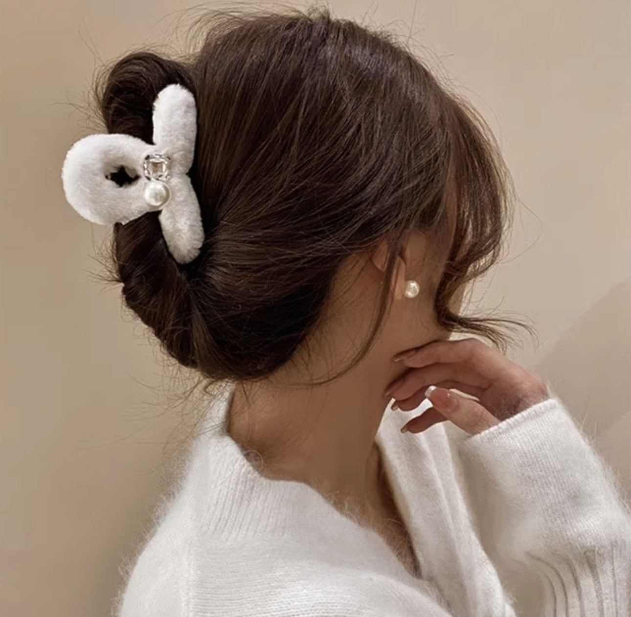 [Hair Claw] cubic,pearl,fur #middle 9x6cm