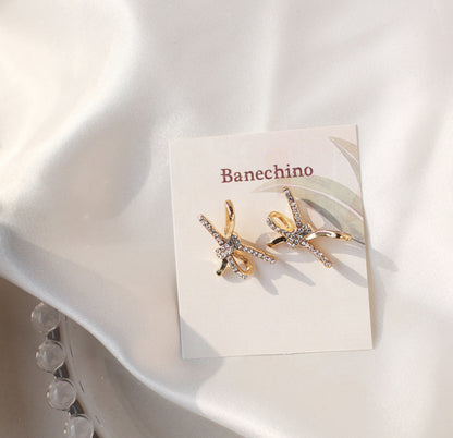 [Earrings]Double Ribbon (silver pin)2.2x1.5cm