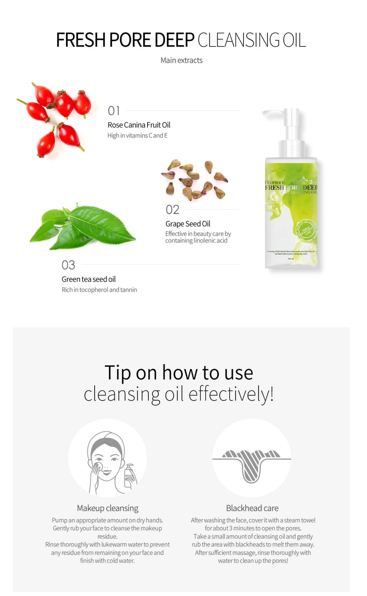 [Deoproce] Fresh Pore Deep Cleansing Oil (200ml)