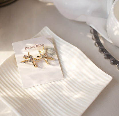 [Earrings]Double Ribbon (silver pin)2.2x1.5cm