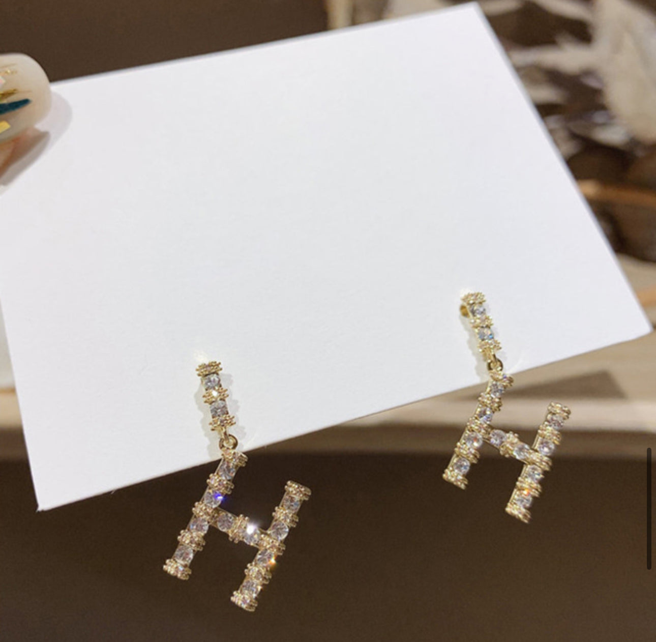 [Earrings]H drop Earrings (silver pin)3cm