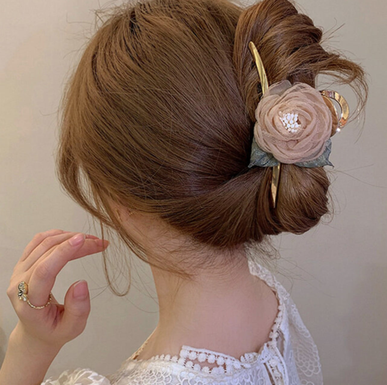 [Hair Claw] Chiffon Flower 11.3x5cm