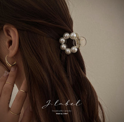 [Hair Claw] Round Pearl 4cm