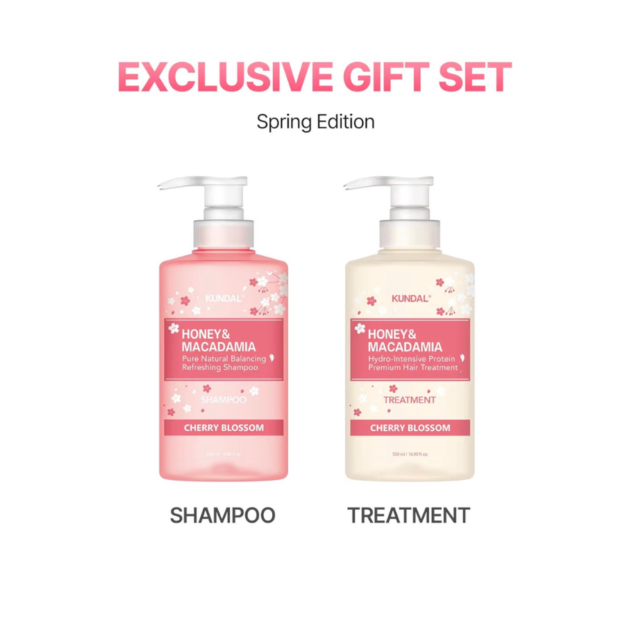 Honey & Macadamia Spring Edition Shampoo 500ml + Treatment 500ml Set (Cherry Blossom)