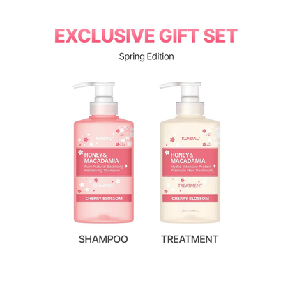 Honey & Macadamia Spring Edition Shampoo 500ml + Treatment 500ml Set (Cherry Blossom)