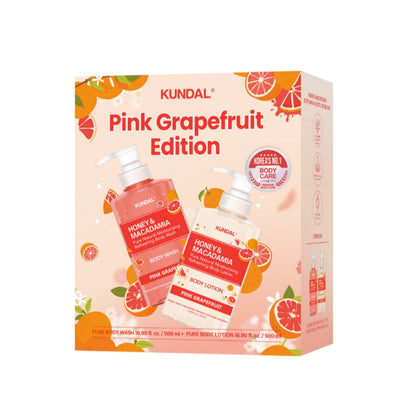 Honey & Macadamia Pink Grapefruit Pure Body Wash 500ml + Body Lotion 500ml Set