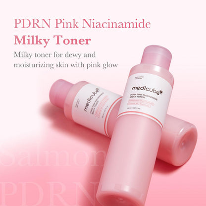 [medicube] (PDRN Pink Niacinamide Milky Toner 150ml + PDRN Pink Peptide Serum 30ml) Duo Set