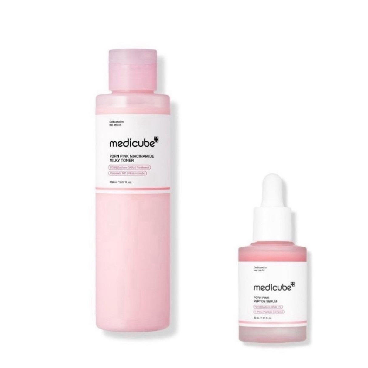 [medicube] (PDRN Pink Niacinamide Milky Toner 150ml + PDRN Pink Peptide Serum 30ml) Duo Set