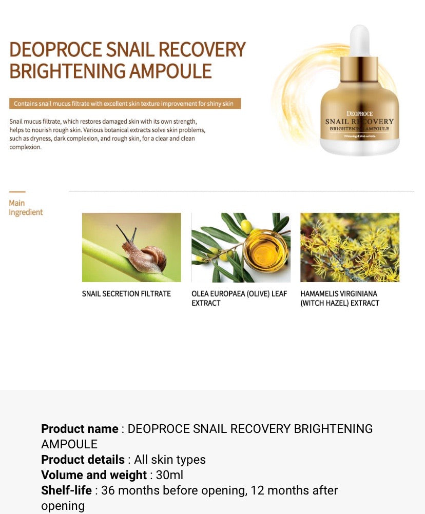 [Deoproce] Snail Recovery Brightening Ampoule (30 ml)