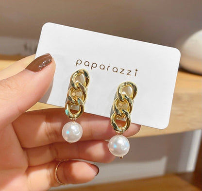[Earrings] Pearl Chain Drop